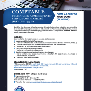 JOB : “Technicien administratif en comptabilité” (H/F)