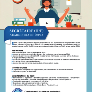 Détails de l'offre d'emploi de secrétaire administratif à SSBR